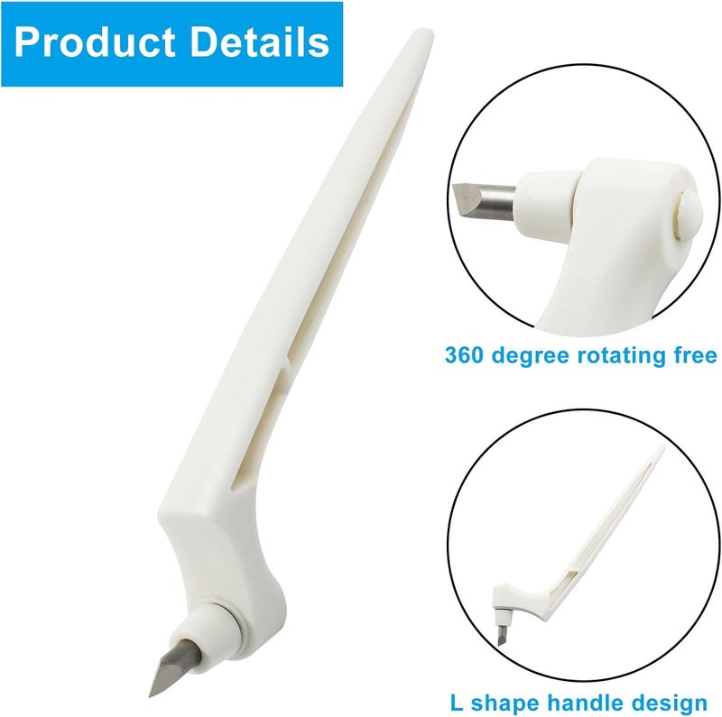 Moicstiy Craft Cutting Tools Pen, Craft Cutting Knives with 3 different 360 Degree Rotating Blades Stainless Steel Cutter Pen for Stencils Scrapbooks DIY Crafts (White) - Image 2